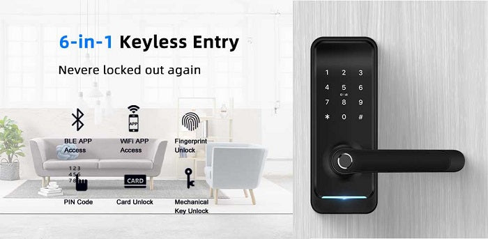 Gudrais durvju rokturis iNOVO HV15A Melns, funkcijas PIN,Bluetooth