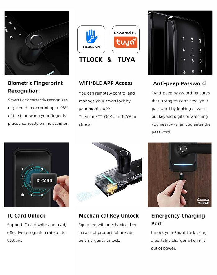 Gudrais durvju rokturis iNOVO HV15A Melns, funkcijas PIN,Bluetooth