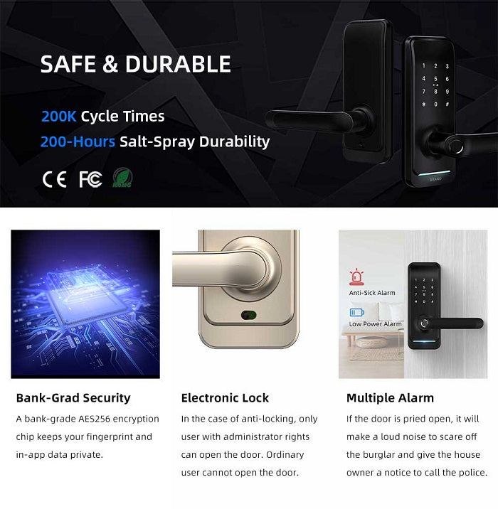 Gudrais durvju rokturis iNOVO HV15A Melns, funkcijas PIN,Bluetooth