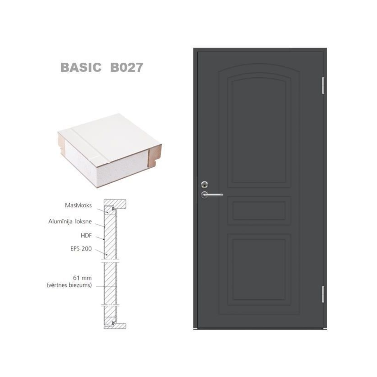 Basic B027. Izmērs 988 x 2080 Kreisā vira