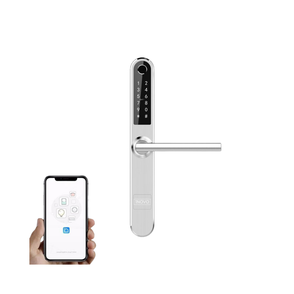 Viedais durvju rokturis iNOVO (ūdensnecaurlaidīgs IP55) Bluetooth (sudrabs)