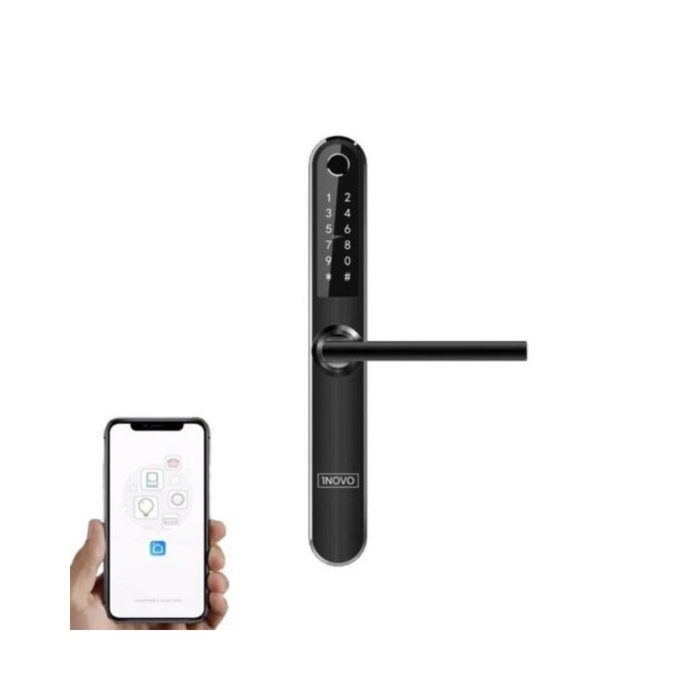 Viedais durvju rokturis iNOVO (ūdensnecaurlaidīgs IP55) Bluetooth (melns)